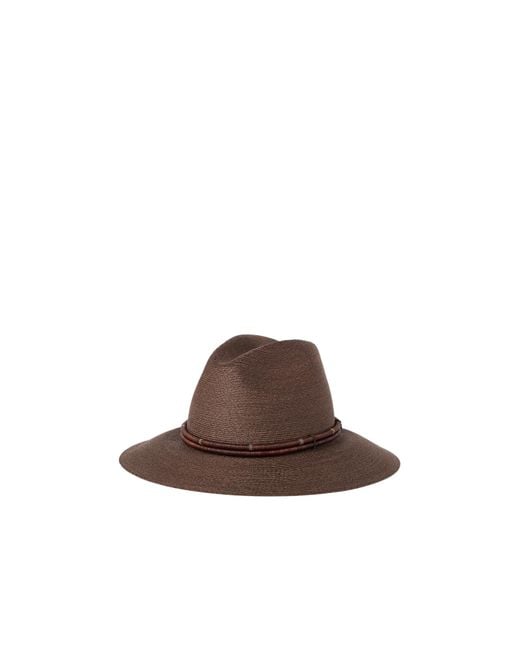 Brunello Cucinelli Brown Embellished Wide-Brim Fedora
