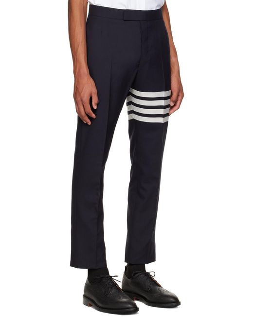 Thom Browne Black Bar Striped Detail Trousers for men