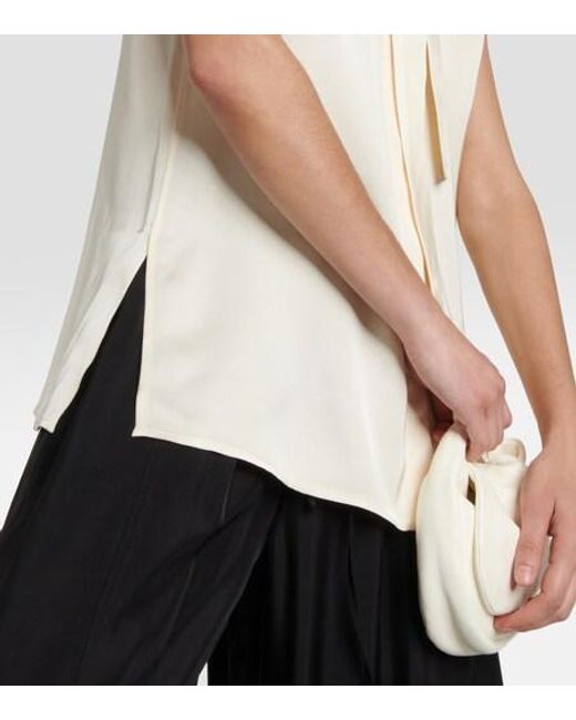 Jil Sander White Satin Sleeveless Blouse