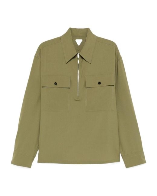 Bottega Veneta Green Regular Fit Front Zipped Shirt for men