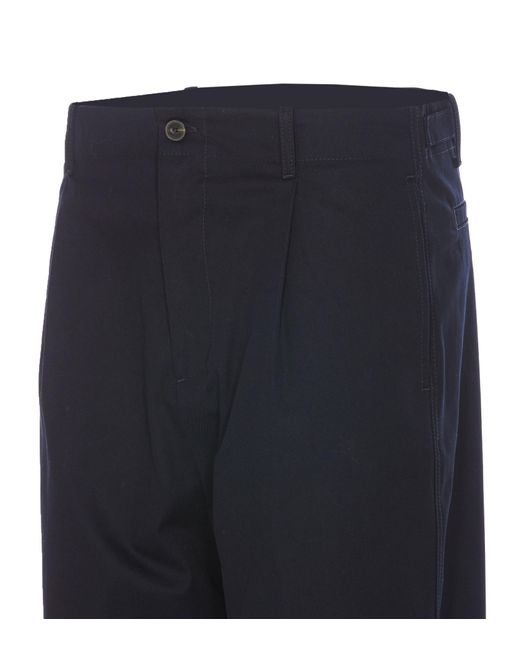 Valentino Blue Mid-Rise Pleated Straight Leg Trousers for men