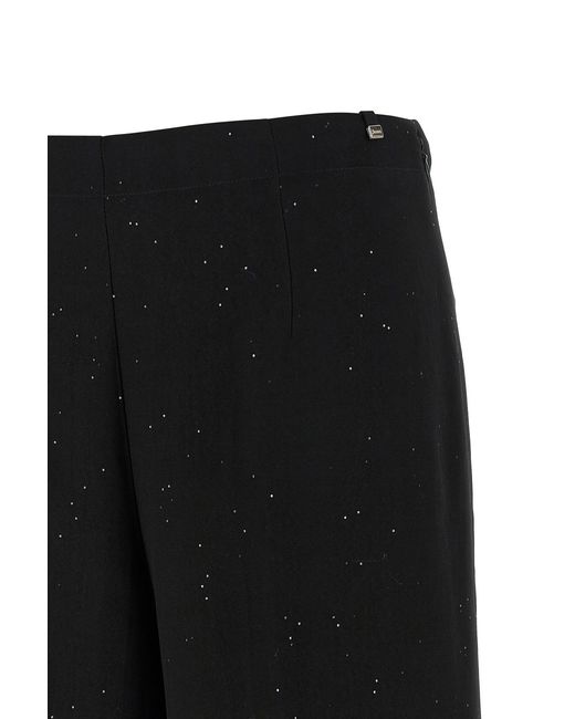 Herno Black Micro Sequin Wide Leg Pants