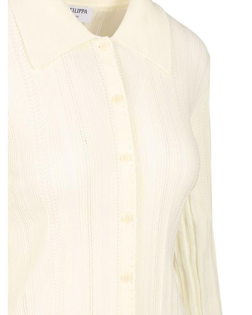 Filippa K White Button-Up Knit Cardigan