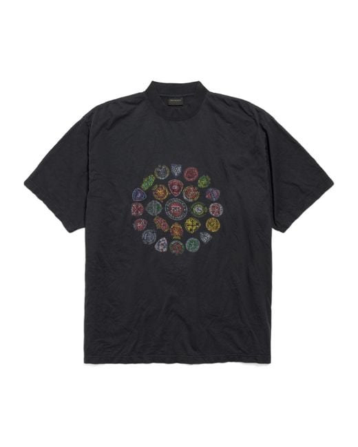 Balenciaga Black Graphic Printed Crewneck T-Shirt for men