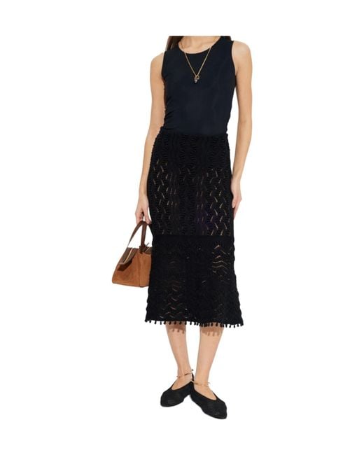 Jil Sander Black Decorative Weave Knitted Midi Skirt