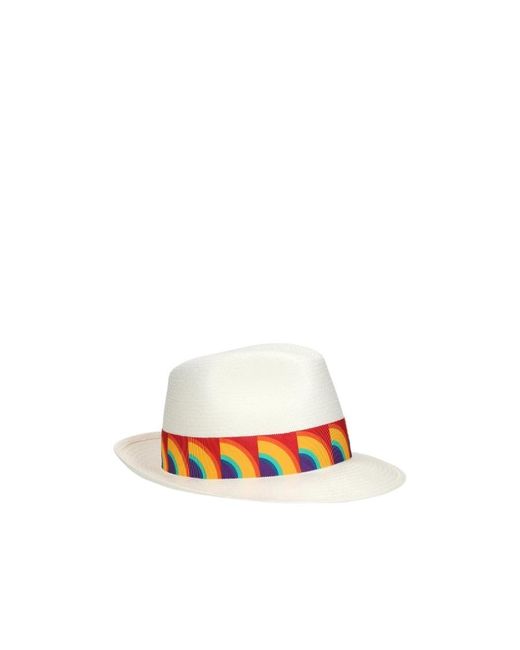 Borsalino White Woven Grosgrain-Trim Hat for men
