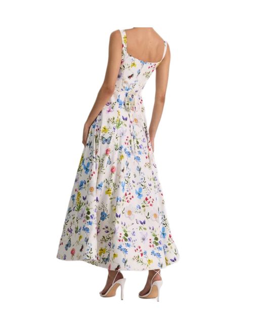 Alice + Olivia Blue Polly Flared Midi Dress
