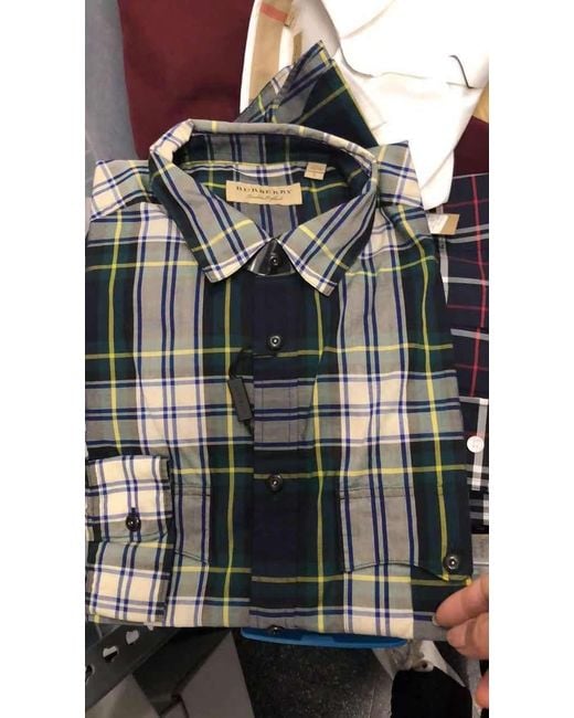 Burberry Green Checkered Shirt for men