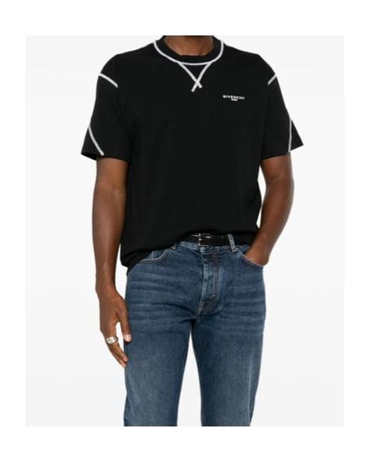 Givenchy Black Logo Embroidered Crewneck T-Shirt for men