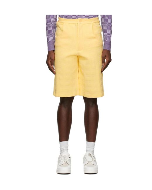 Jacquemus Yellow Logo Straight Shorts for men