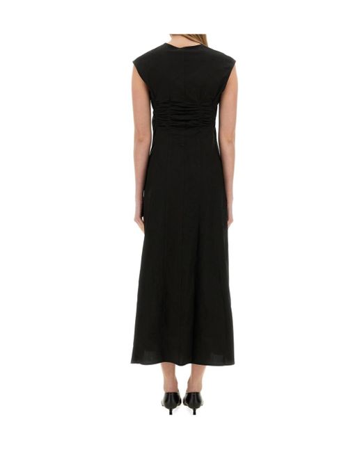 Alysi Black Elegant Poplin Maxi Dress