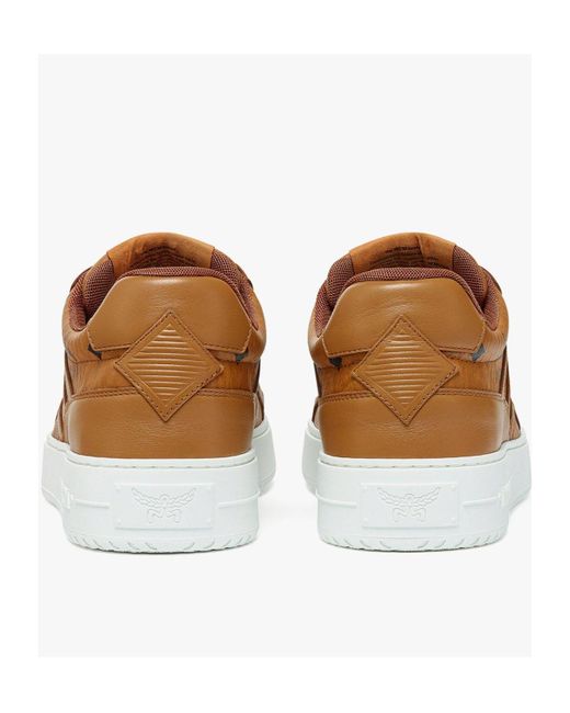 MCM Brown Neo Derby Visetos Lace-Up Sneakers for men