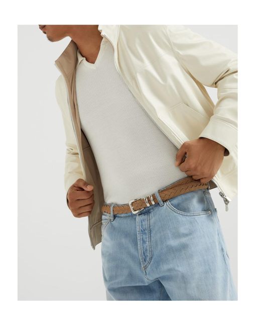 Brunello Cucinelli Multicolor Zip-Up Reversible Bomber Jacket for men
