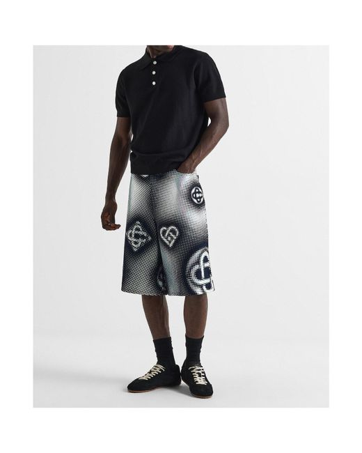 Casablanca Blue Pearlescent Monogram Shorts for men