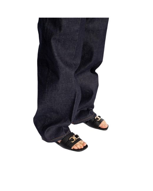 Ferragamo Black Open-Toed Slippers