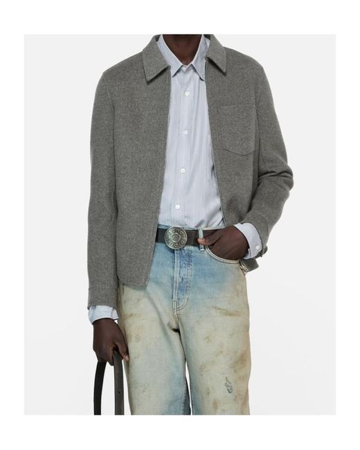 Acne Gray Zip-Up Shirt Jacket for men