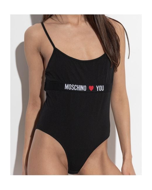 Moschino Black Logo Strap Bodysuit