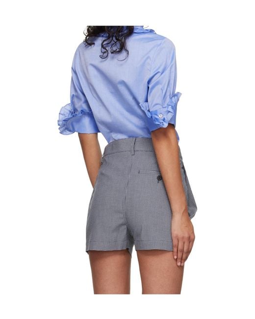 Vivienne Westwood Blue Ruffle Detailed Short-Sleeved Shirt