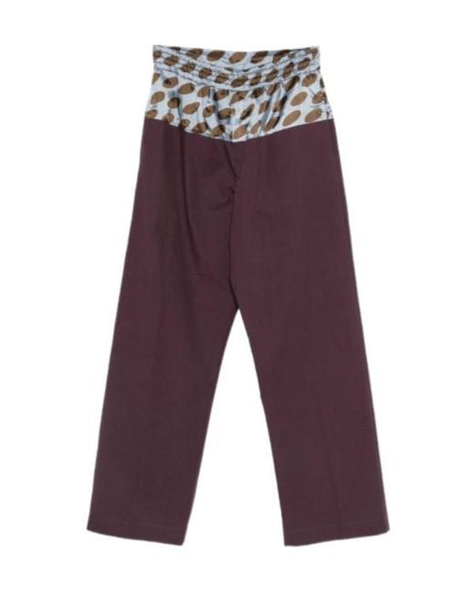 Dries Van Noten Purple Elastic Waist Casual Pants for men