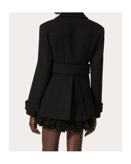Valentino Black Double-Breasted Long-Sleeved Coat