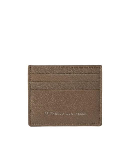 Brunello Cucinelli Brown Grain-Dough Card Holder