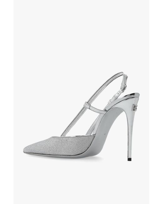 Dolce & Gabbana White Crystal-Embellished Pointed-Toe Pumps