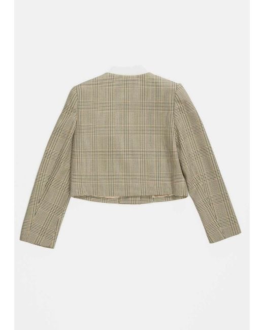 Self-Portrait Natural Check Wool Jacket