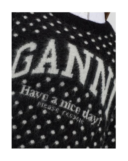 Ganni Black Polka Brushed Jumper