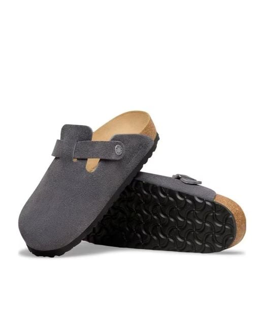 Birkenstock Brown Boston Suede Clogs for men