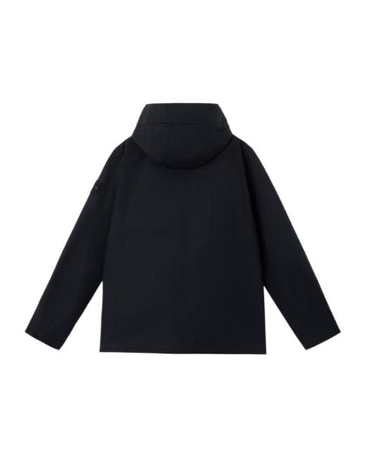 Stone Island Blue Ghost Logo Patch Hooded Coat for men