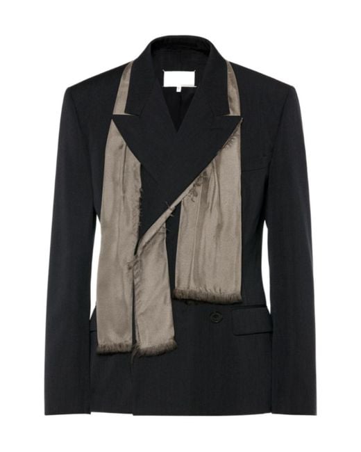 Maison Margiela Men's Black Scarf-Panel Blazer