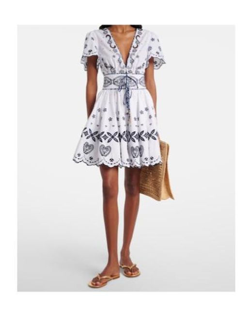 Camilla White Embroidered Cotton Minidress