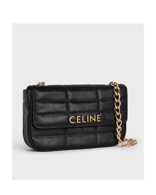 Céline Black Chain Shoulder Bag Matelasse Monochrome