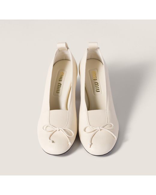 Miu Miu White Élan Nappa Leather Pumps
