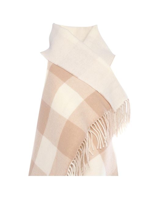 Dondup Natural Checked Fringed-Edge Cape