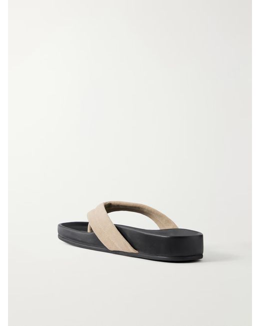 St. Agni White Suede Platform Flip-Flops