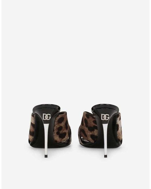 Dolce & Gabbana Brown Leopard-Printed Satin Mules