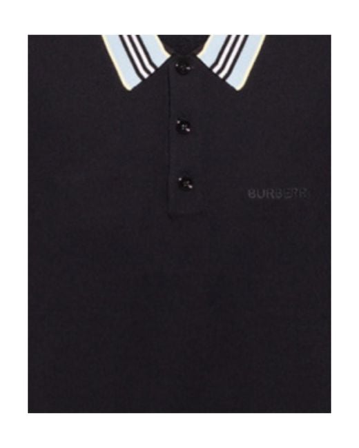 Burberry Black Icon Stripe Polo Shirt for men