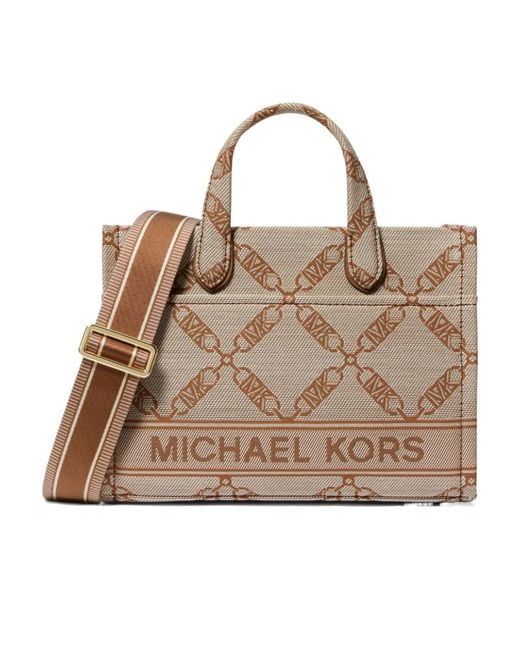 Michael Kors Brown Gigi Small Empire Logo Jacquard Messenger Bag