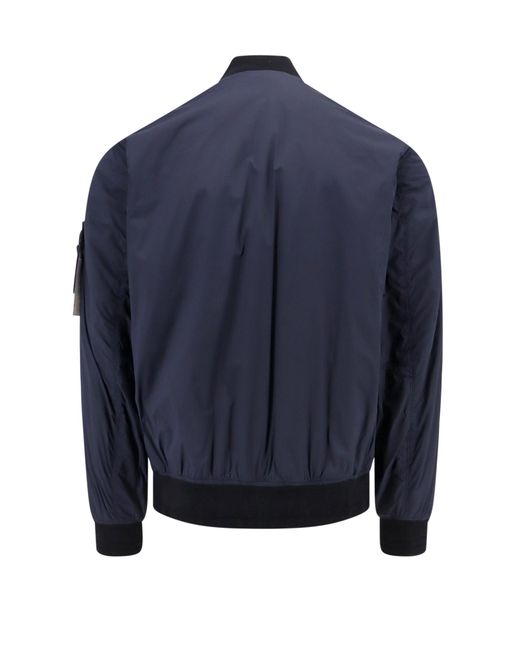 Stone Island Blue Logo Patch Zip-Up Bomber Jacket for men