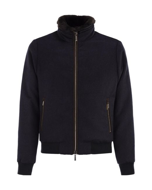 Moorer Blue Pocket Zip-Up Jacket for men