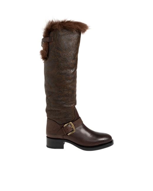 DSquared² Brown Round-Toe Tall Boots