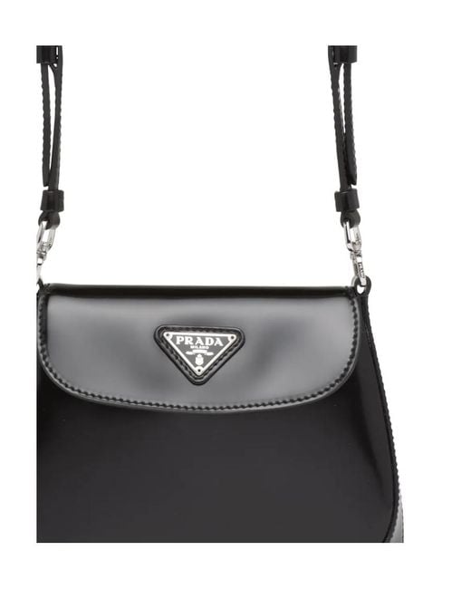 Prada Black Cleo Brushed Leather Mini Bag