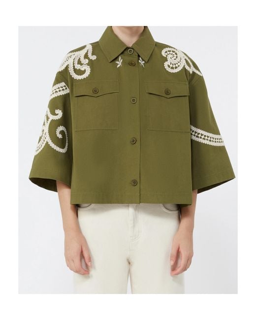 Weekend by Maxmara Green Embroidered Detailed Cropped Jacket