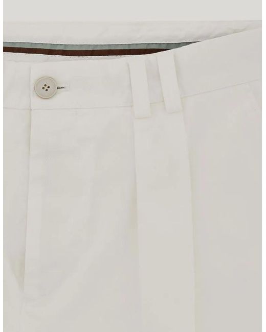 Canali White Pleated Straight-Leg Trousers for men