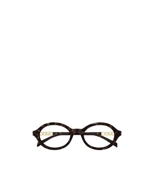 Gucci White Eyewear Oval Frame Glasses