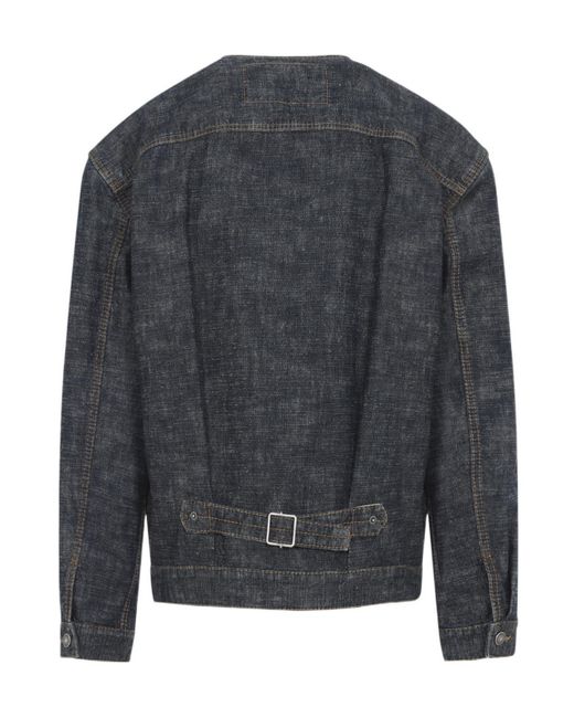 Lanvin Gray Crewneck Buttoned Denim Jacket for men