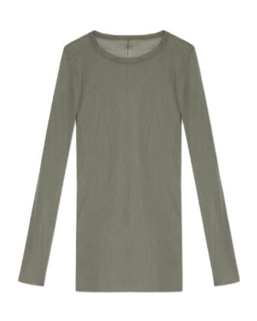 Rick Owens Green Temple Rib Long-Sleeve T-Shirt for men