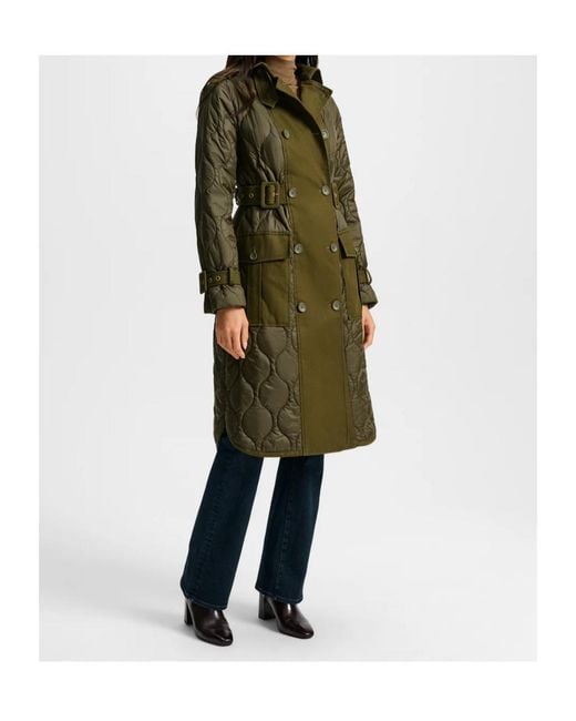 Veronica Beard Green Quilted Removable-Dickey Coat