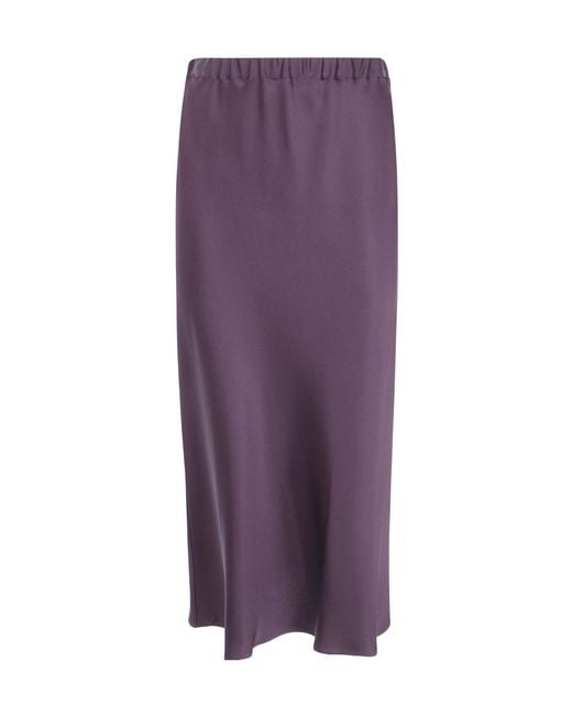Antonelli Purple Orinoco Satin Midi Skirt